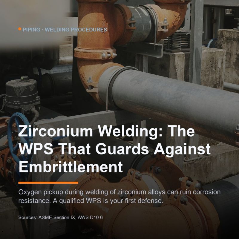 Zirconium welding WPS for nuclear and chemical piping