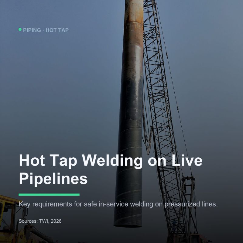 In-Service Welding (Hot Tap) on Pressurized Piping per API 1104
