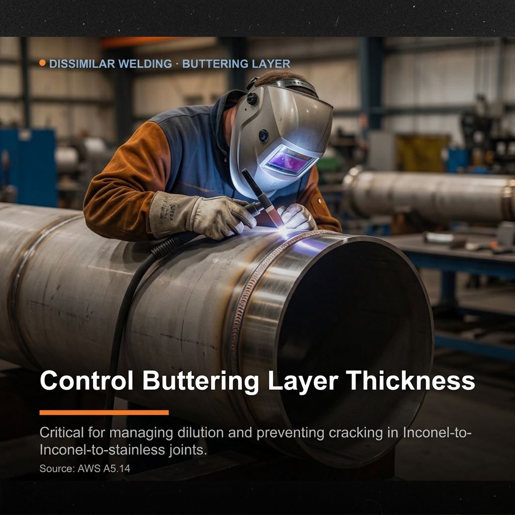 Buttering layer thickness for Inconel to stainless dissimilar welding