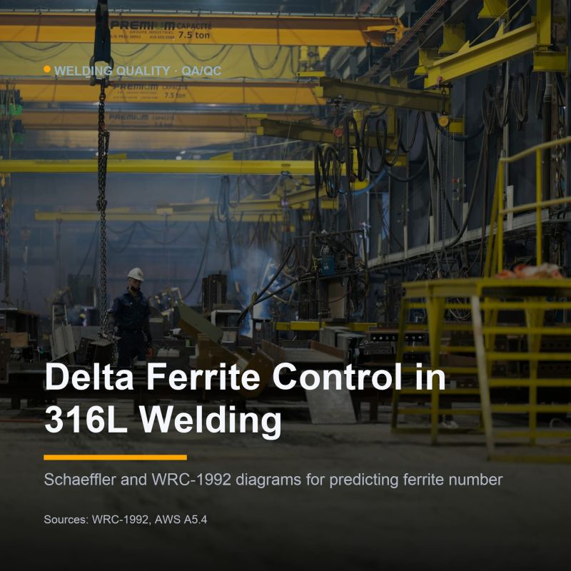 Delta ferrite control in 316L welding, Schaeffler and WRC-1992 diagrams