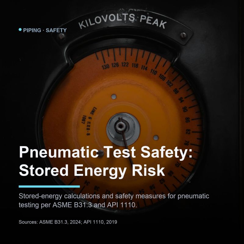 According to ASME B31.3:2024 and API 1110, pneumatic testing carries...
