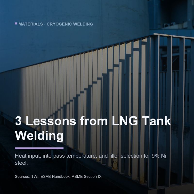 Welding 9% nickel steel for LNG storage tanks demands strict control over...